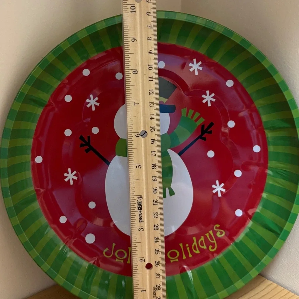 Jolly Holidays Snowman Tin Plate Decorative Christmas‎ Serving Platter preowned